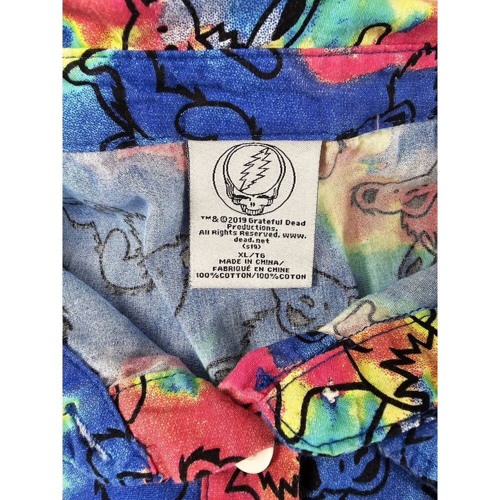 Grateful Dead XL Tie Dye Psychedelic Dancing Bears Cropped Front Tie-Front - Picture 6 of 6